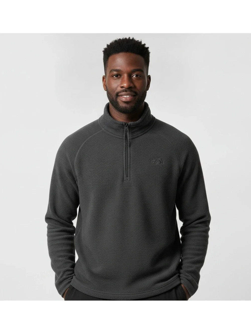 The North Face Men's Gray Half-Zip Fleece Pullover Medium